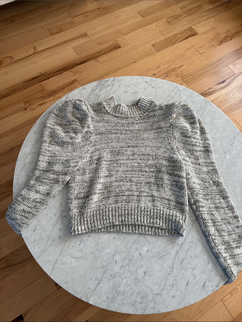 Crewneck Puff-Sleeve Women's Sweater in Heather Gray